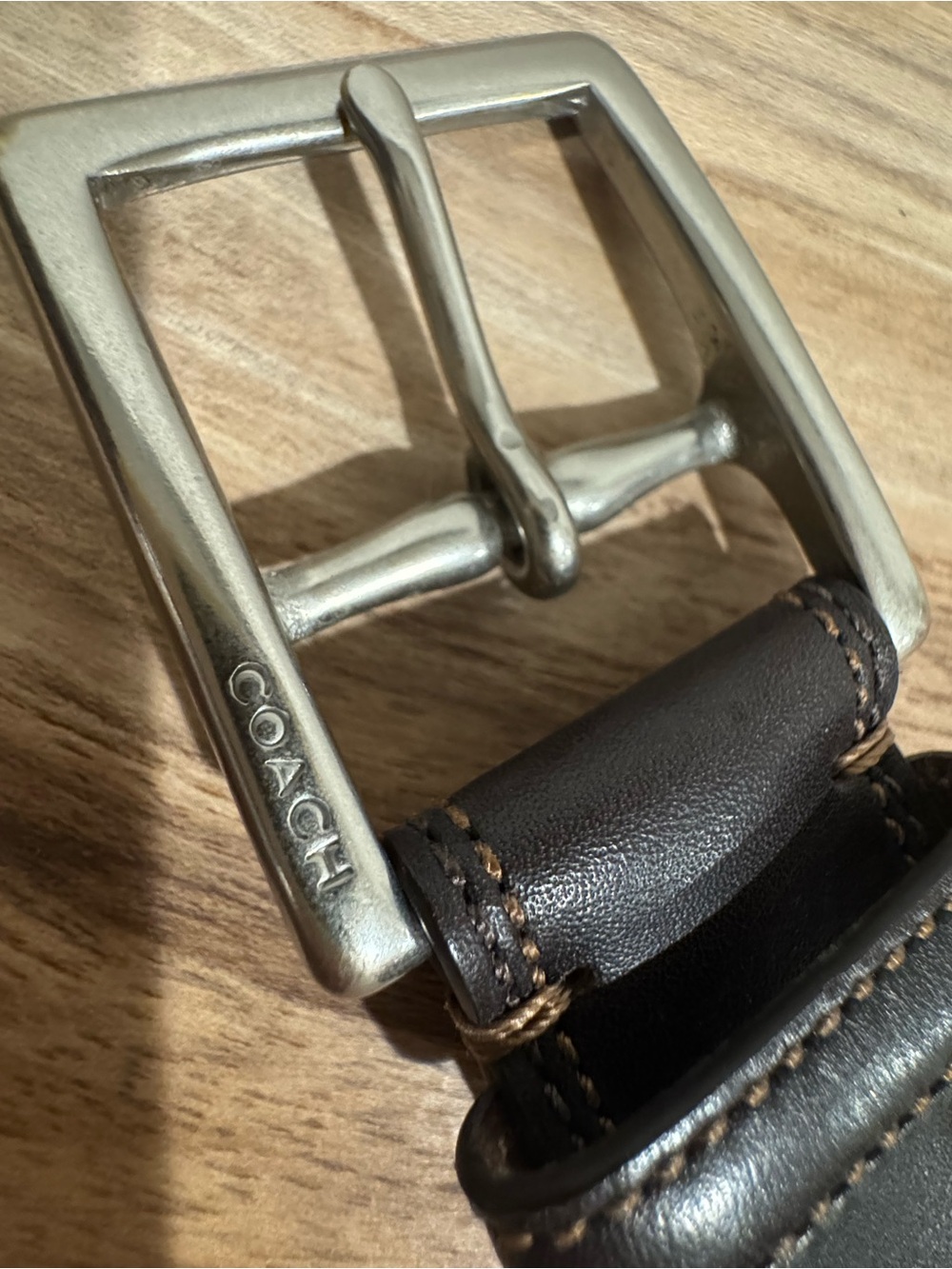 Coach Leather Dress Belt Size 34 Brown Solid Brass Buckle